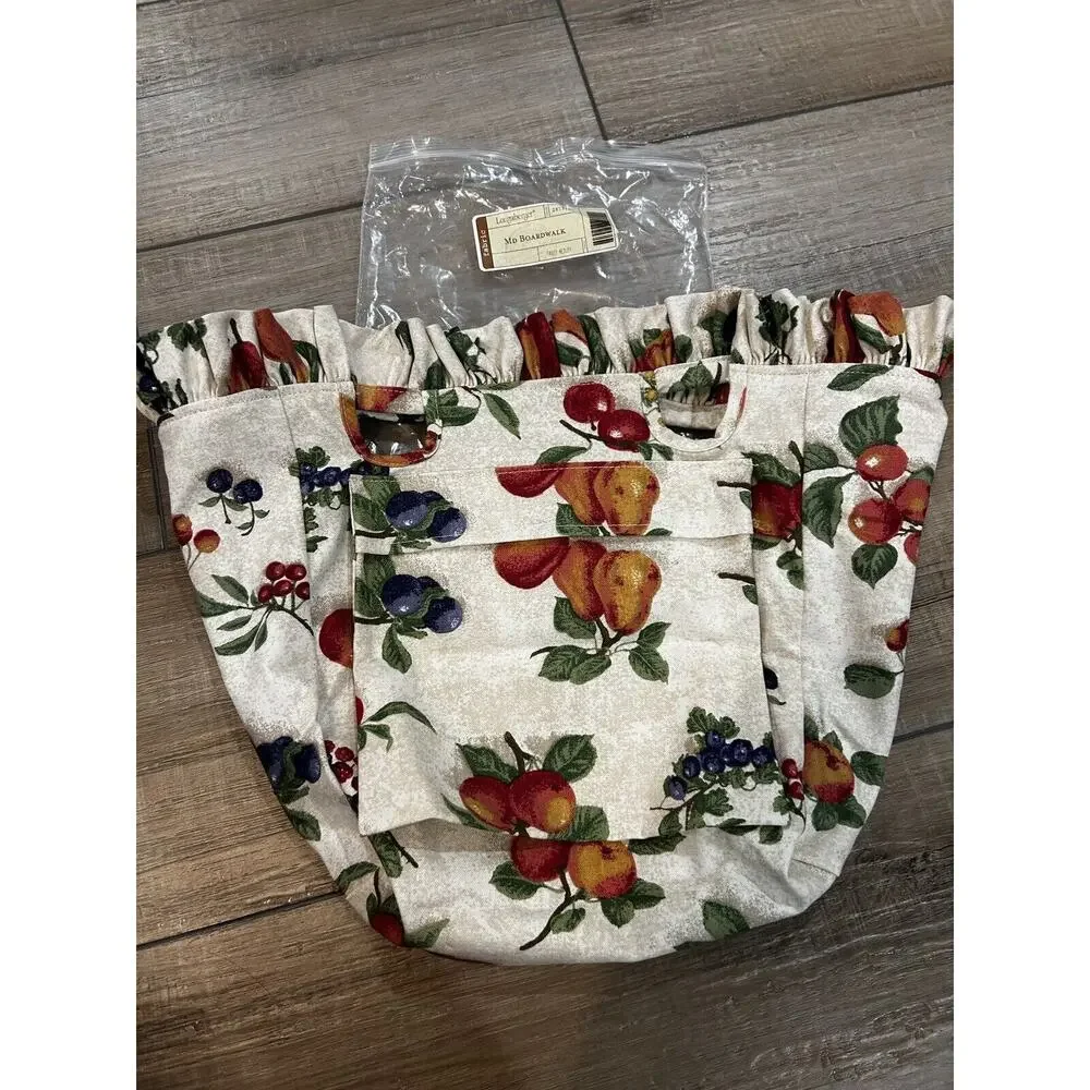 Longaberger MEDIUM BOARDWALK Basket LINER Fruit Medley‎ fabric NEW